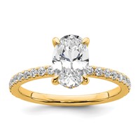 14K Yellow Gold 1.88 Carat Certified Lab Grown Diamond VS SI+ G+ Oval Complete Solitaire Ring with Flair Engagement view 1