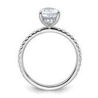 14K White Gold 2 Carat Certified Lab Grown Diamond VS+ F+ Pear Complete Solitaire Ring with Flair Engagement view 2