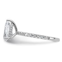 14K White Gold 2 Carat Certified Lab Grown Diamond VS+ F+ Pear Complete Solitaire Ring with Flair Engagement view 3