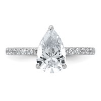 14K White Gold 2 Carat Certified Lab Grown Diamond VS+ F+ Pear Complete Solitaire Ring with Flair Engagement view 4