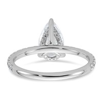 14K White Gold 2 Carat Certified Lab Grown Diamond VS+ F+ Pear Complete Solitaire Ring with Flair Engagement view 5