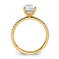 14K Yellow Gold 2 Carat Certified Lab Grown Diamond VS+ F+ Pear Complete Solitaire Ring with Flair Engagement view 2