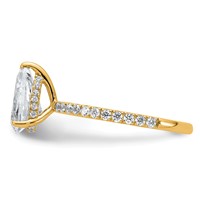 14K Yellow Gold 2 Carat Certified Lab Grown Diamond VS+ F+ Pear Complete Solitaire Ring with Flair Engagement view 3
