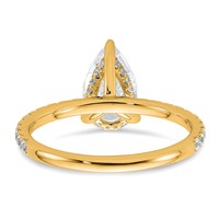 14K Yellow Gold 2 Carat Certified Lab Grown Diamond VS+ F+ Pear Complete Solitaire Ring with Flair Engagement view 5