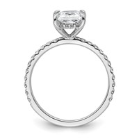 14K White Gold 2 Carat Certified Lab Grown Diamond VS SI+ G+ Princess Complete Solitaire Ring with Flair Engagement view 2