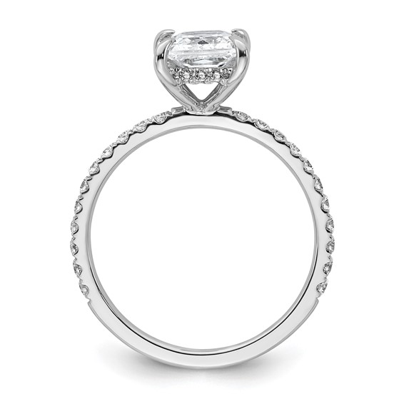 14k White Gold 2 carat Certified Lab Grown Diamond VS/SI+ G+ Princess Complete Solitaire with Flair Engagement Ring