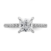 14K White Gold 2 Carat Certified Lab Grown Diamond VS SI+ G+ Princess Complete Solitaire Ring with Flair Engagement view 4