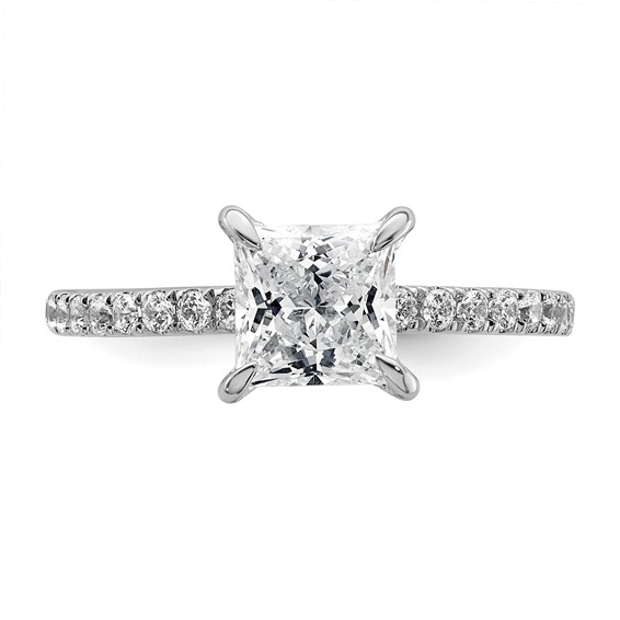 14k White Gold 2 carat Certified Lab Grown Diamond VS/SI+ G+ Princess Complete Solitaire with Flair Engagement Ring