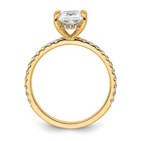 14K Yellow Gold 2 Carat Certified Lab Grown Diamond VS SI+ G+ Princess Complete Solitaire Ring with Flair Engagement view 2