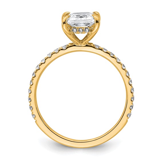 14k 2 carat Certified Lab Grown Diamond VS/SI+ G+ Princess Complete Solitaire with Flair Engagement Ring