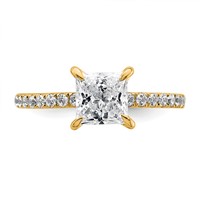 14K Yellow Gold 2 Carat Certified Lab Grown Diamond VS SI+ G+ Princess Complete Solitaire Ring with Flair Engagement view 4