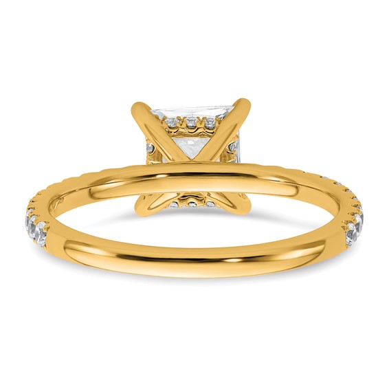 14k 2 carat Certified Lab Grown Diamond VS/SI+ G+ Princess Complete Solitaire with Flair Engagement Ring