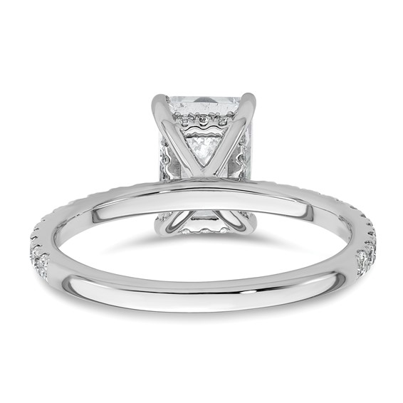 14k White Gold 2 carat Certified Lab Grown Diamond VS/SI+ G+ Radiant Complete Solitaire with Flair Engagement Ring