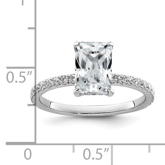 14k White Gold 2 carat Certified Lab Grown Diamond VS/SI+ G+ Radiant Complete Solitaire with Flair Engagement Ring