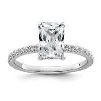 14K White Gold 2 Carat Certified Lab Grown Diamond VS+ F+ Radiant Complete Solitaire Ring with Flair Engagement view 1
