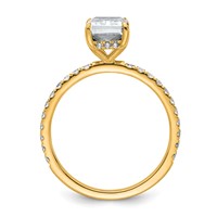 14K Yellow Gold 2 Carat Certified Lab Grown Diamond VS SI+ G+ Radiant Complete Solitaire Ring with Flair Engagement view 2