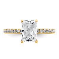 14K Yellow Gold 2 Carat Certified Lab Grown Diamond VS SI+ G+ Radiant Complete Solitaire Ring with Flair Engagement view 4