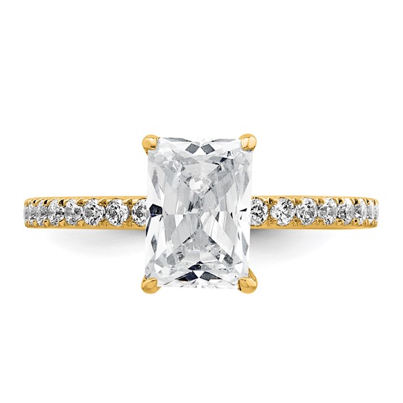 14k 2 carat Certified Lab Grown Diamond VS/SI+ G+ Radiant Complete Solitaire with Flair Engagement Ring