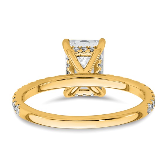 14k 2 carat Certified Lab Grown Diamond VS/SI+ G+ Radiant Complete Solitaire with Flair Engagement Ring