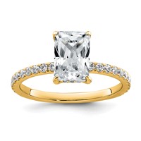 14K Yellow Gold 2 Carat Certified Lab Grown Diamond VS SI+ G+ Radiant Complete Solitaire Ring with Flair Engagement view 1
