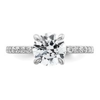 14K White Gold 2 Carat Certified Lab Grown Diamond VS SI+ G+ Round Complete Solitaire Ring with Flair Engagement view 4