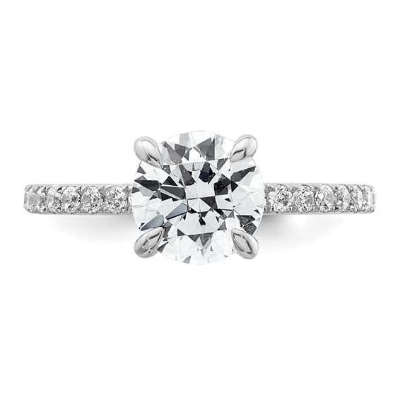 14k White Gold 2 carat Certified Lab Grown Diamond VS/SI+ G+ Round Complete Solitaire with Flair Engagement Ring