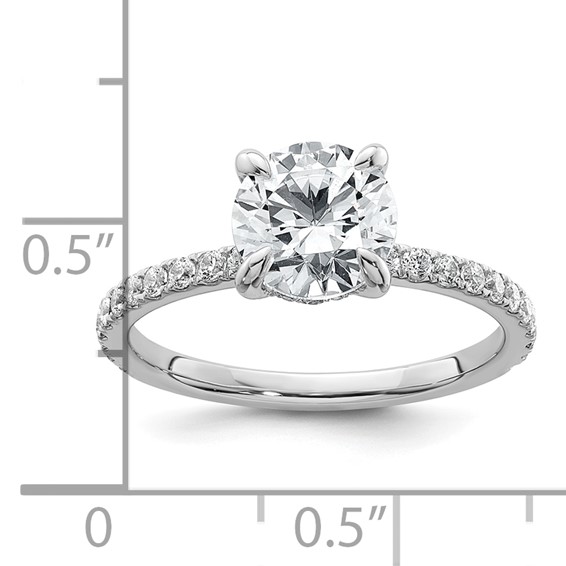 14k White Gold 2 carat Certified Lab Grown Diamond VS/SI+ G+ Round Complete Solitaire with Flair Engagement Ring