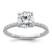 14K White Gold 2 Carat Certified Lab Grown Diamond VS SI+ G+ Round Complete Solitaire Ring with Flair Engagement view 1