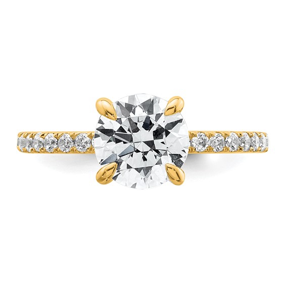 14k 2 carat Certified Lab Grown Diamond VS/SI+ G+ Round Complete Solitaire with Flair Engagement Ring