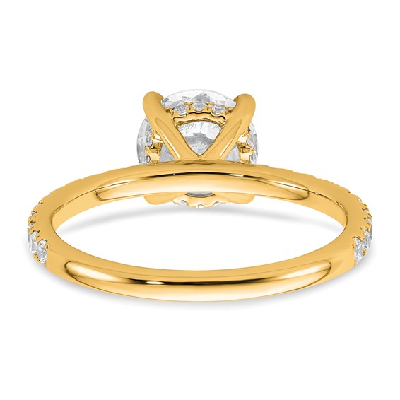 14k 2 carat Certified Lab Grown Diamond VS/SI+ G+ Round Complete Solitaire with Flair Engagement Ring