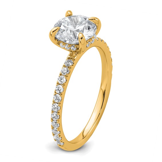14k 2 carat Certified Lab Grown Diamond VS/SI+ G+ Round Complete Solitaire with Flair Engagement Ring