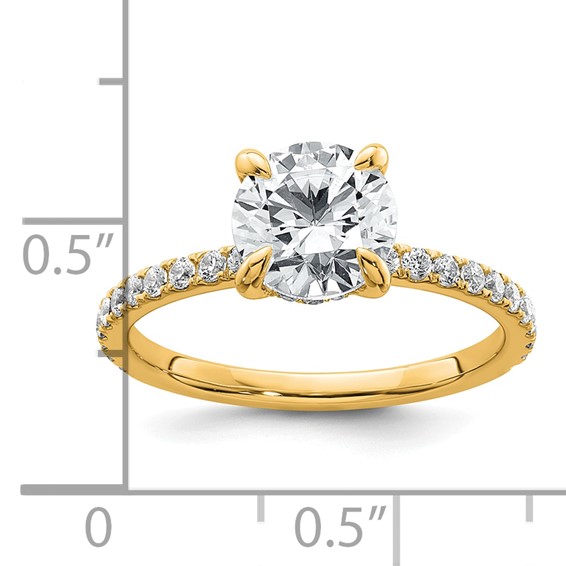 14k 2 carat Certified Lab Grown Diamond VS/SI+ G+ Round Complete Solitaire with Flair Engagement Ring