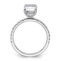 14K White Gold 2.38 Carat Certified Lab Grown Diamond VS SI+ G+ Emerald Complete Solitaire Ring with Flair Engagement view 2