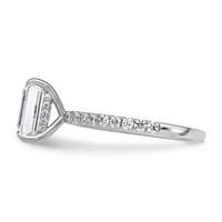 14K White Gold 2.38 Carat Certified Lab Grown Diamond VS SI+ G+ Emerald Complete Solitaire Ring with Flair Engagement view 3