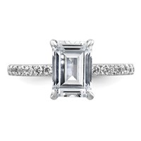 14K White Gold 2.38 Carat Certified Lab Grown Diamond VS SI+ G+ Emerald Complete Solitaire Ring with Flair Engagement view 4
