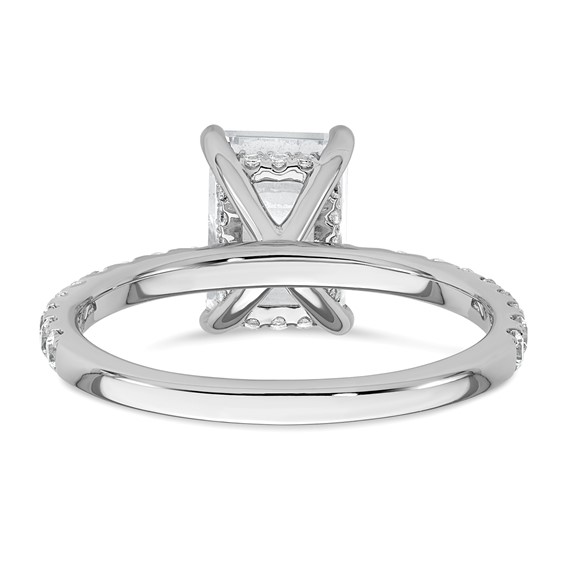 14k White Gold 2 3/8 carat Certified Lab Grown Diamond VS/SI+ G+ Emerald Complete Solitaire with Flair Engagement Ring