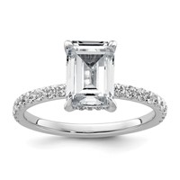 14K White Gold 2.38 Carat Certified Lab Grown Diamond VS SI+ G+ Emerald Complete Solitaire Ring with Flair Engagement view 1