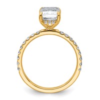 14K Yellow Gold 2.38 Carat Certified Lab Grown Diamond VS+ F+ Emerald Complete Solitaire Ring with Flair Engagement view 2