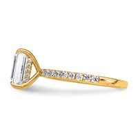 14K Yellow Gold 2.38 Carat Certified Lab Grown Diamond VS+ F+ Emerald Complete Solitaire Ring with Flair Engagement view 3