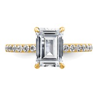 14K Yellow Gold 2.38 Carat Certified Lab Grown Diamond VS+ F+ Emerald Complete Solitaire Ring with Flair Engagement view 4