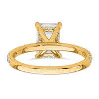 14K Yellow Gold 2.38 Carat Certified Lab Grown Diamond VS+ F+ Emerald Complete Solitaire Ring with Flair Engagement view 5