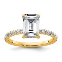 14K Yellow Gold 2.38 Carat Certified Lab Grown Diamond VS+ F+ Emerald Complete Solitaire Ring with Flair Engagement view 1