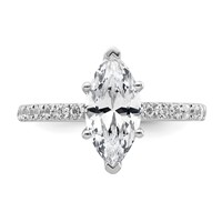 14K White Gold 2.62 Carat Certified Lab Grown Diamond VS+ F+ Marquise Complete Solitaire Ring with Flair Engagement view 4