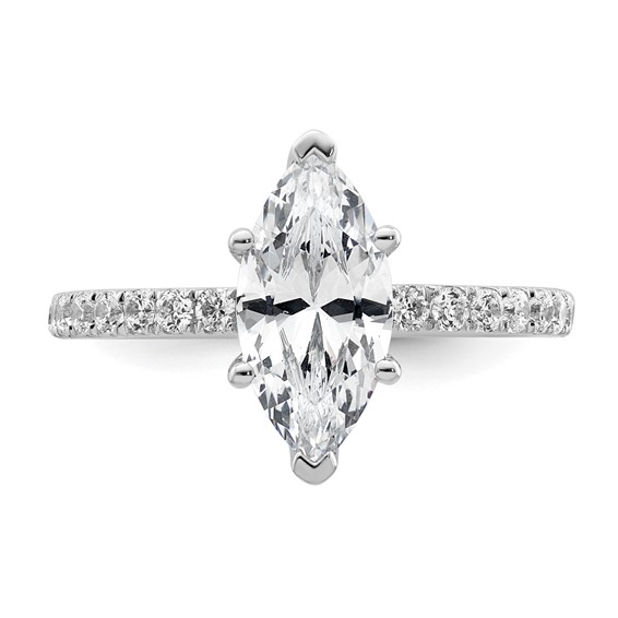 14k White Gold 2 5/8 carat Certified Lab Grown Diamond VS/SI+ G+ Marquise Complete Solitaire with Flair Engagement Ring