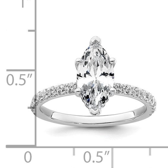 14k White Gold 2 5/8 carat Certified Lab Grown Diamond VS/SI+ G+ Marquise Complete Solitaire with Flair Engagement Ring
