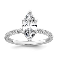 14K White Gold 2.62 Carat Certified Lab Grown Diamond VS+ F+ Marquise Complete Solitaire Ring with Flair Engagement view 1