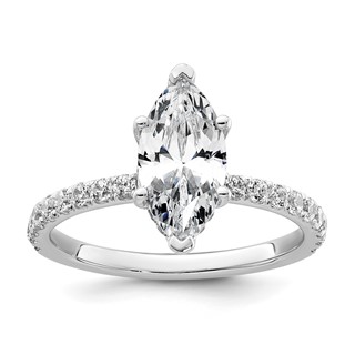 14k White Gold 2 5/8 carat Certified Lab Grown Diamond VS/SI+ G+ Marquise Complete Solitaire with Flair Engagement Ring