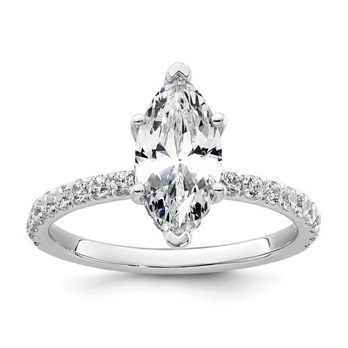 14K White Gold 2.62 Carat Certified Lab Grown Diamond VS+ F+ Marquise Complete Solitaire Ring with Flair Engagement