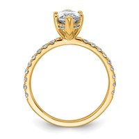 14K Yellow Gold 2.62 Carat Certified Lab Grown Diamond VS SI+ G+ Marquise Complete Solitaire Ring with Flair Engagement view 2
