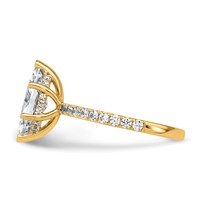14K Yellow Gold 2.62 Carat Certified Lab Grown Diamond VS SI+ G+ Marquise Complete Solitaire Ring with Flair Engagement view 3